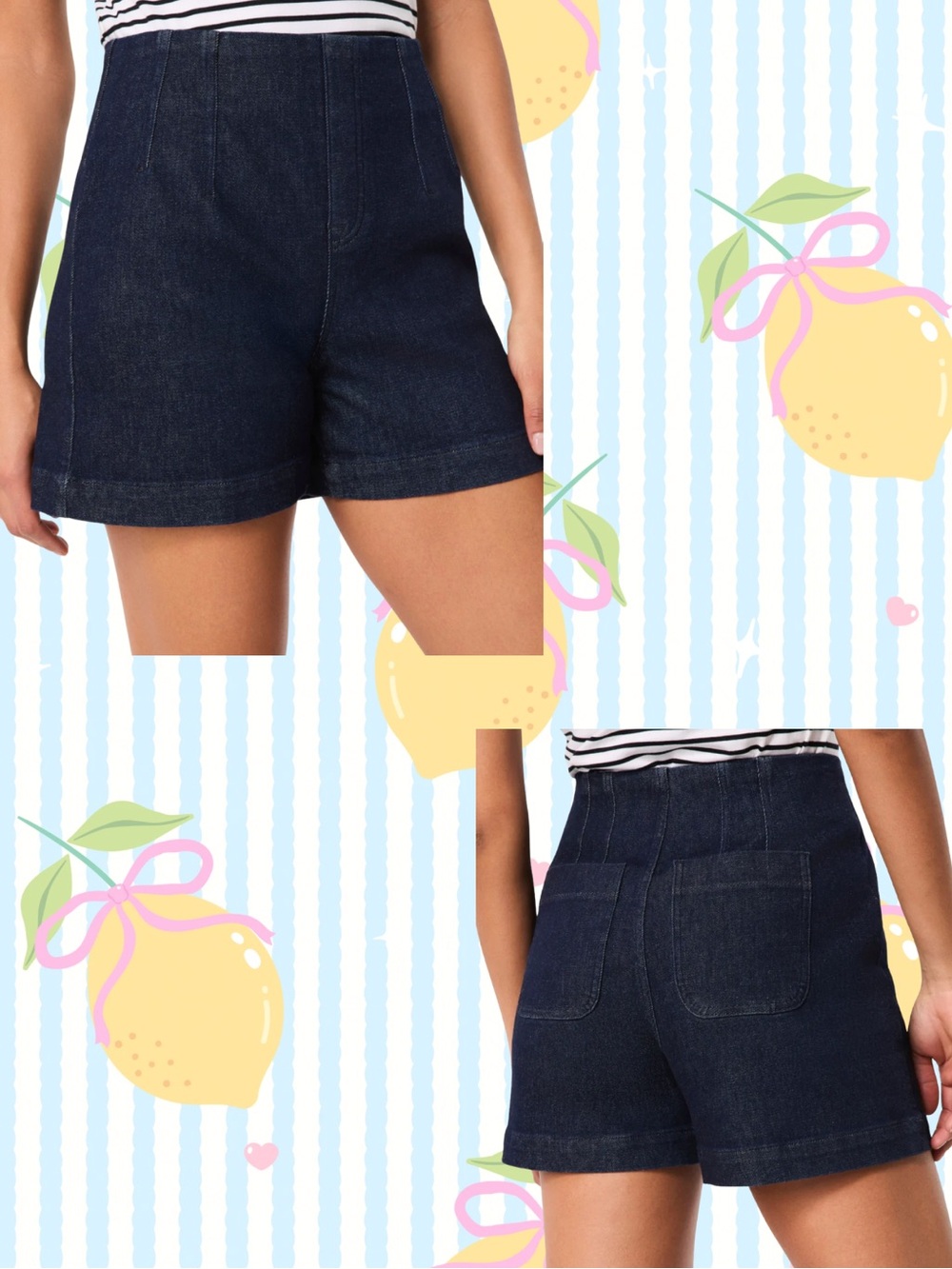 Women Spanx high rise tummy tamer effortless classic indigo denim summer shorts